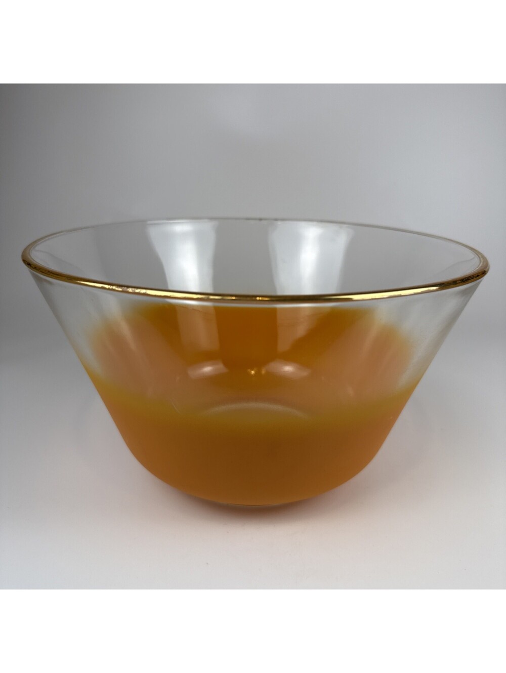 West Virginia Blendo Style Serving Bowl Orange Frosted MCM Federal Glass 10.5"